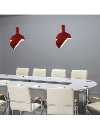 3924-Lampadario LED con Paralume in Alluminio e Portalampada E Max  Colore Rosso-3