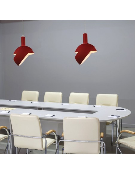 3924-Lampadario LED con Paralume in Alluminio e Portalampada E Max  Colore Rosso-3