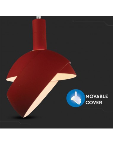 3924-Lampadario LED con Paralume in Alluminio e Portalampada E Max  Colore Rosso-5