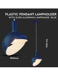 3925-Lampadario LED con Paralume in Alluminio e Portalampada E Max  Colore Blu-1 2
