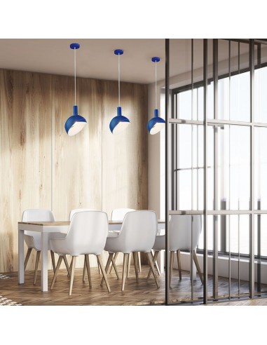 3925-Lampadario LED con Paralume in Alluminio e Portalampada E Max  Colore Blu-3