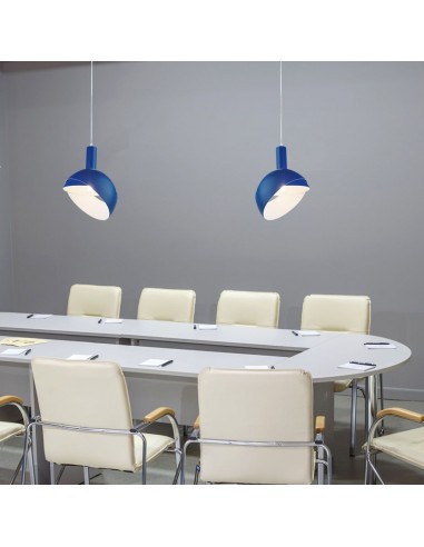 3925-Lampadario LED con Paralume in Alluminio e Portalampada E Max  Colore Blu-4