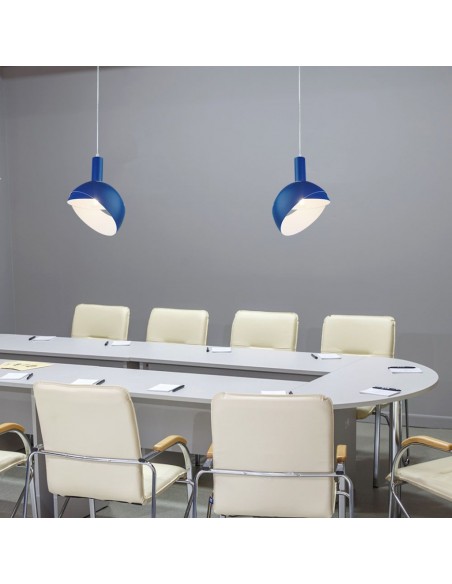 3925-Lampadario LED con Paralume in Alluminio e Portalampada E Max  Colore Blu-4