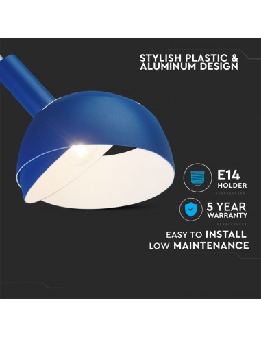 3925-Lampadario LED con Paralume in Alluminio e Portalampada E Max  Colore Blu-6
