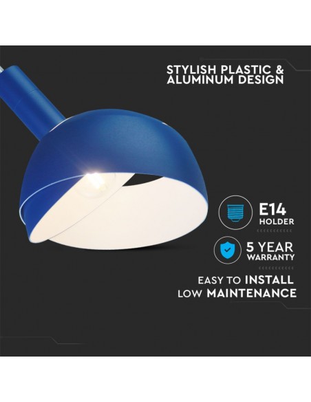 3925-Lampadario LED con Paralume in Alluminio e Portalampada E Max  Colore Blu-6