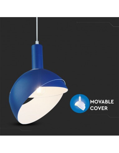 3925-Lampadario LED con Paralume in Alluminio e Portalampada E Max  Colore Blu-7