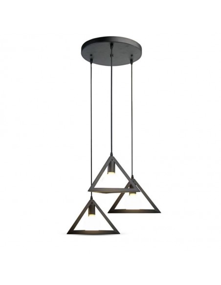 3927-Lampadario LED in Metallo con  Piramidali Portalampade E Max  Colore Nero-1