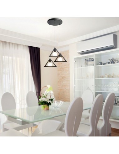 3927-Lampadario LED in Metallo con  Piramidali Portalampade E Max  Colore Nero-4