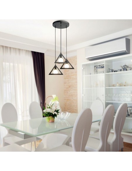 3927-Lampadario LED in Metallo con  Piramidali Portalampade E Max  Colore Nero-4