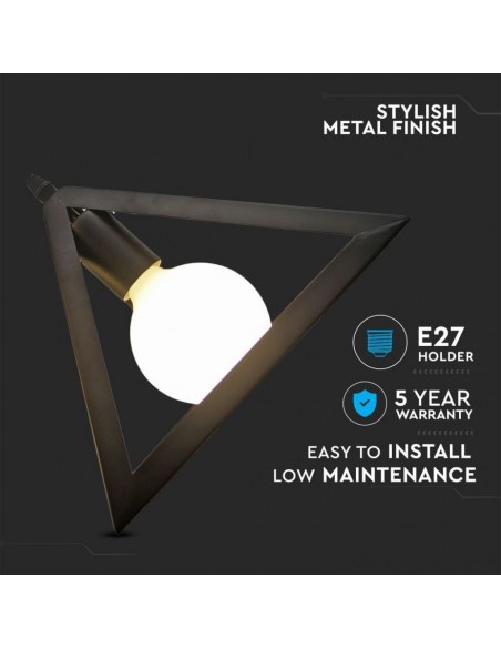 3927-Lampadario LED in Metallo con  Piramidali Portalampade E Max  Colore Nero-5