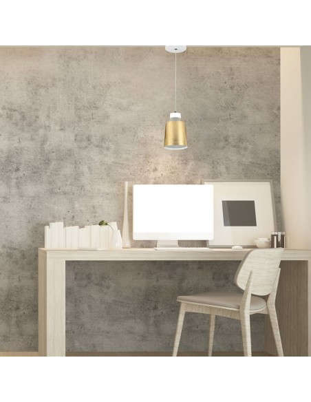 3928-Lampadario LED a Cilindro in Metallo  Colore Oro -4