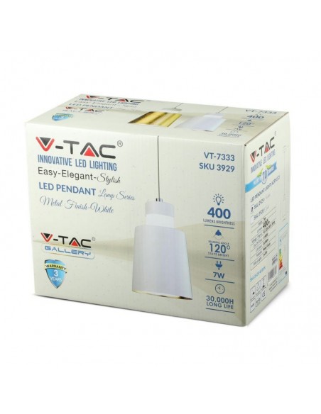 3929-Lampadario LED a Cilindro in Metallo  Colore Bianco -2