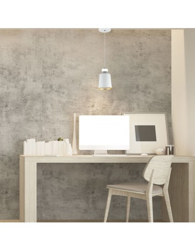 3929-Lampadario LED a Cilindro in Metallo  Colore Bianco -4