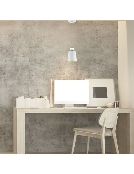 3929-Lampadario LED a Cilindro in Metallo  Colore Bianco -4