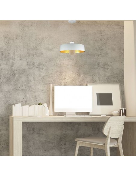 3933-Lampadario LED a Scodella in Metallo  Colore Bianco -4