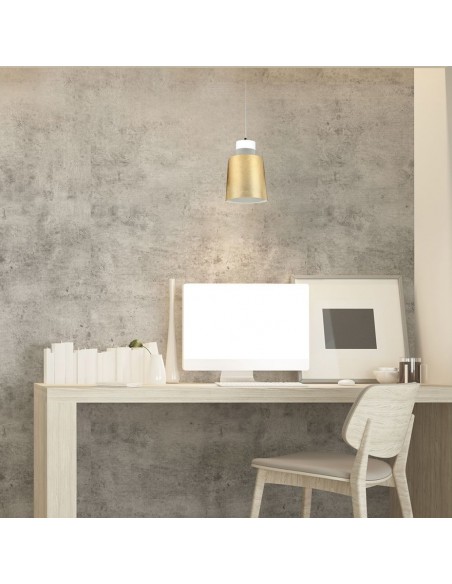 3934-Lampadario LED a Cilindro in Metallo  Colore Oro -4