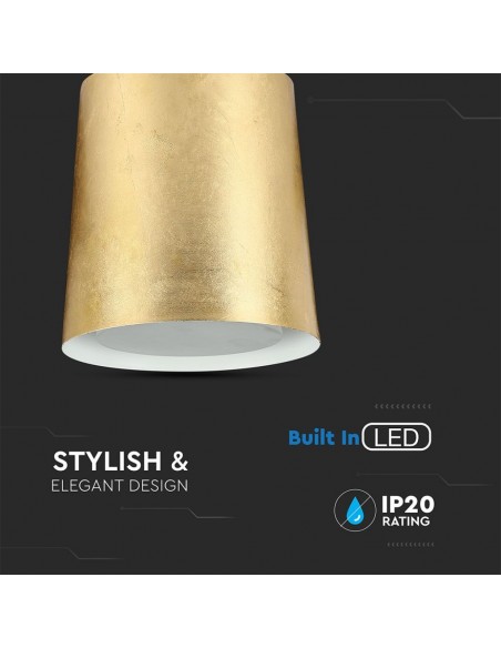 Lampadario LED a Cilindro in Metallo 7W Oro 3000K