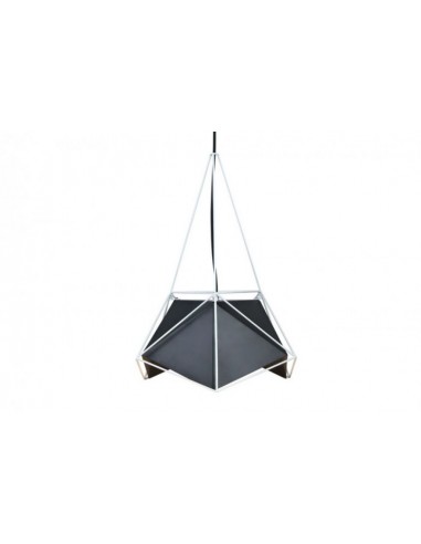 3944-Lampadario LED Poliedrico in Metallo con Portalampada E Max  Colore Nero e Telaio Bianco-1