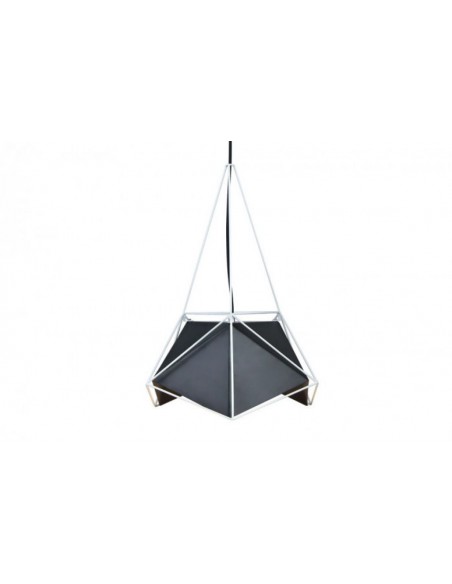 3944-Lampadario LED Poliedrico in Metallo con Portalampada E Max  Colore Nero e Telaio Bianco-1