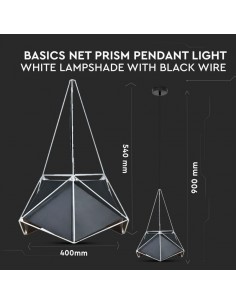 3944-Lampadario LED Poliedrico in Metallo con Portalampada E Max  Colore Nero e Telaio Bianco-1 2