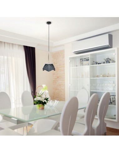 3944-Lampadario LED Poliedrico in Metallo con Portalampada E Max  Colore Nero e Telaio Bianco-4