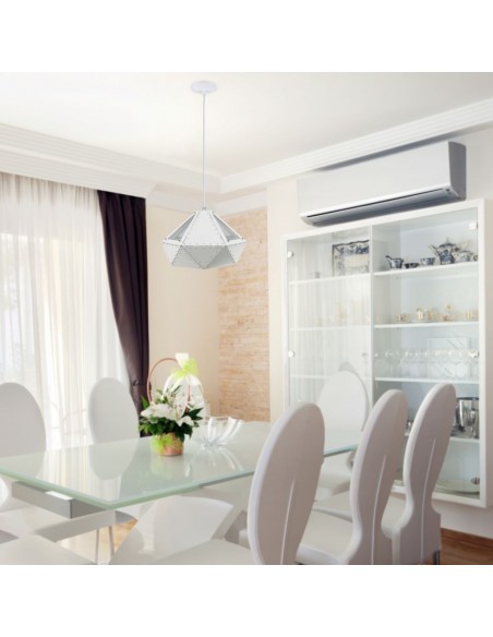 3948-Lampadario LED a Prisma in Metallo con Portalampada E Max  Colore Bianco-3