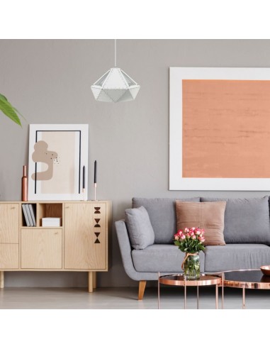 3948-Lampadario LED a Prisma in Metallo con Portalampada E Max  Colore Bianco-4