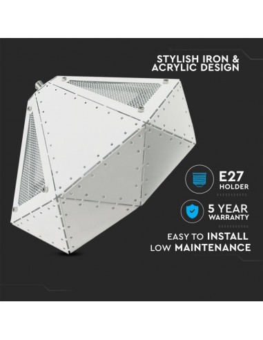 3948-Lampadario LED a Prisma in Metallo con Portalampada E Max  Colore Bianco-5