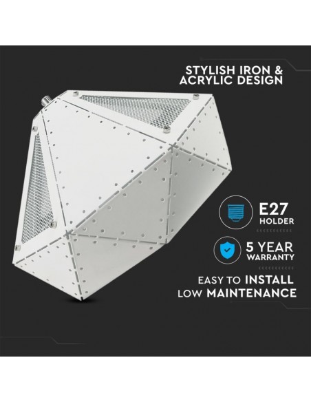 3948-Lampadario LED a Prisma in Metallo con Portalampada E Max  Colore Bianco-5