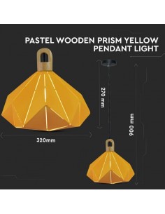 3950-Lampadario LED a Prisma in Metallo con Portalampada E Max  Colore Giallo e Attacco in Legno-1 2