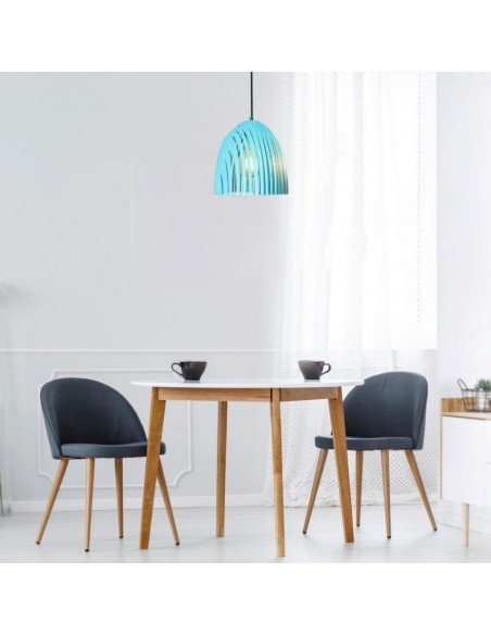 3953-Lampadario LED a Campana Prismatica in Metallo con Portalampada E Max  Colore Blu-3