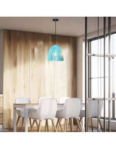 3953-Lampadario LED a Campana Prismatica in Metallo con Portalampada E Max  Colore Blu-4