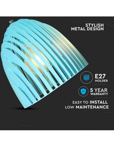 3953-Lampadario LED a Campana Prismatica in Metallo con Portalampada E Max  Colore Blu-5