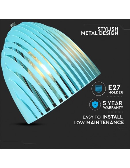 3953-Lampadario LED a Campana Prismatica in Metallo con Portalampada E Max  Colore Blu-5