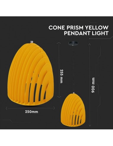 3954-Lampadario LED a Campana Prismatica in Metallo con Portalampada E Max  Colore Giallo-2
