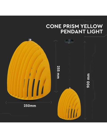 3954-Lampadario LED a Campana Prismatica in Metallo con Portalampada E Max  Colore Giallo-2