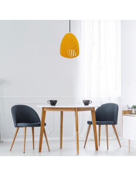 3954-Lampadario LED a Campana Prismatica in Metallo con Portalampada E Max  Colore Giallo-4