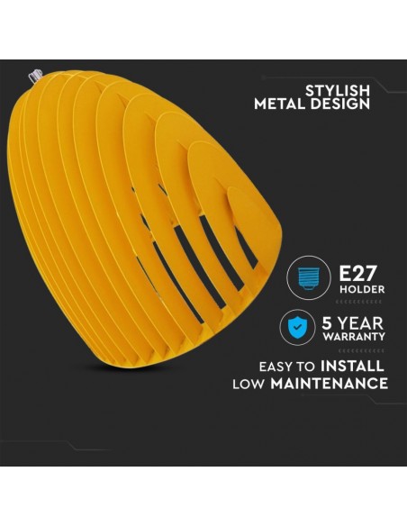 3954-Lampadario LED a Campana Prismatica in Metallo con Portalampada E Max  Colore Giallo-5