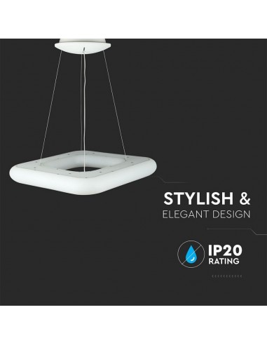 3963-Lampadario LED a Sospensione Quadrato  con Telecomando Cambio Colore  in  Corpo Bianco l cm hcm Dimmerabile-5