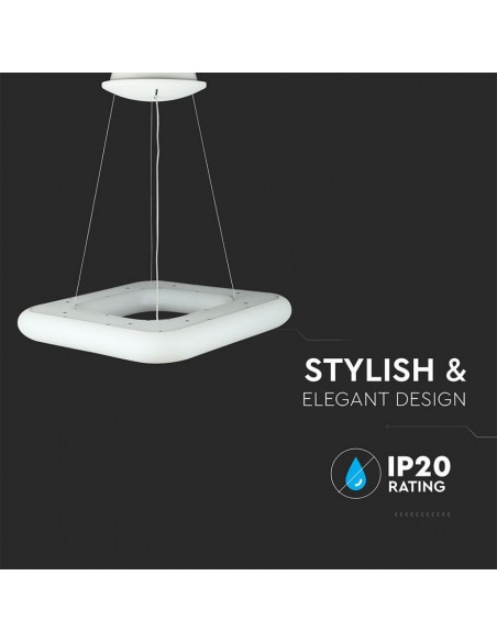 3963-Lampadario LED a Sospensione Quadrato  con Telecomando Cambio Colore  in  Corpo Bianco l cm hcm Dimmerabile-5