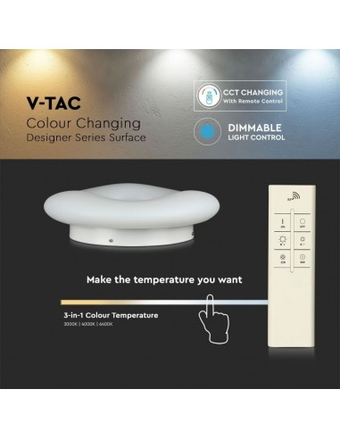 3967-Plafoniera LED Circolare  con Telecomando Cambio Colore  in  Corpo Bianco  Dimmerabile-4