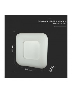 3973-Plafoniera LED Quadrata  con Telecomando CCT in Colore Bianco l cm h -1 2