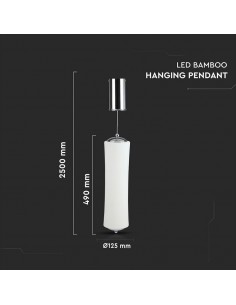3980-Lampadario LED a Sospensione con Cilindro Verticale  Colore Bianco Satinato  Triac Dimmerabile-1 2