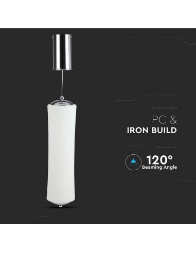 3980-Lampadario LED a Sospensione con Cilindro Verticale  Colore Bianco Satinato  Triac Dimmerabile-5