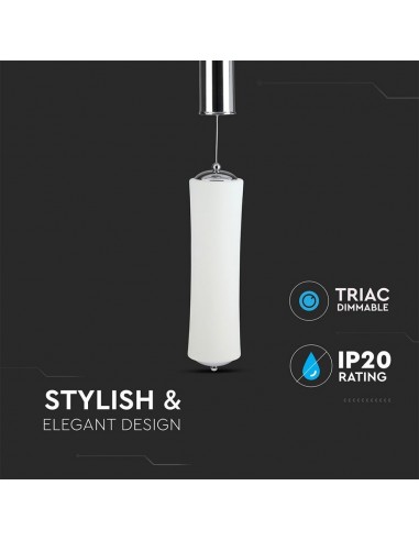 3980-Lampadario LED a Sospensione con Cilindro Verticale  Colore Bianco Satinato  Triac Dimmerabile-6