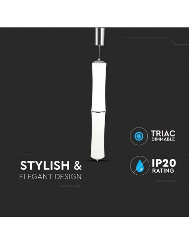 3981-Lampadario LED a Sospensione con Doppio Cilindro Verticale  Colore Bianco Satinato  Triac Dimmerabile-6