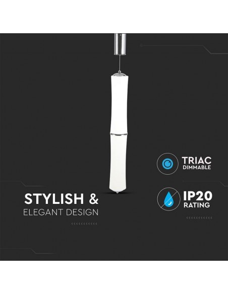 3981-Lampadario LED a Sospensione con Doppio Cilindro Verticale  Colore Bianco Satinato  Triac Dimmerabile-6