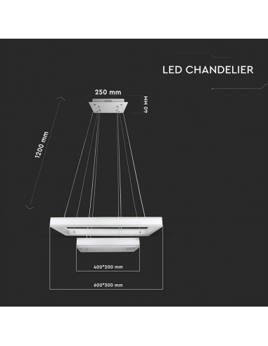 3986-Lampadario LED a Sospensione con  Rettangoli  in Metallo Colore Bianco  Triac Dimmerabile-2