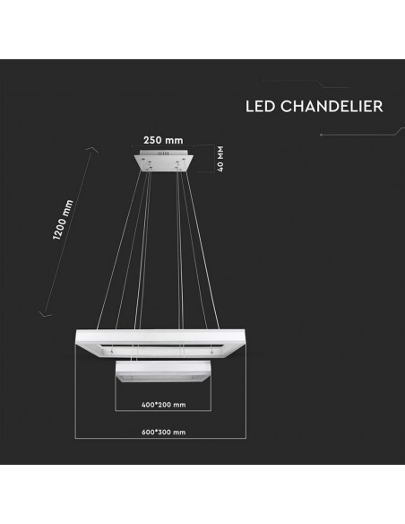 3986-Lampadario LED a Sospensione con  Rettangoli  in Metallo Colore Bianco  Triac Dimmerabile-2