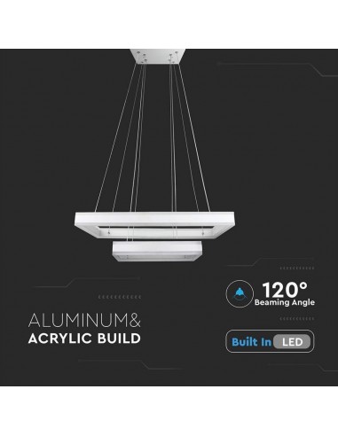 3986-Lampadario LED a Sospensione con  Rettangoli  in Metallo Colore Bianco  Triac Dimmerabile-5